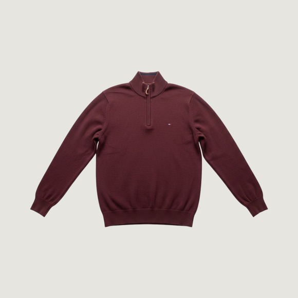 Tommy Hilfiger Other - Tommy Hilfiger Mens XL Burgundy Maroon 1/4 Zip Cotton Knit Sweater Mock Neck